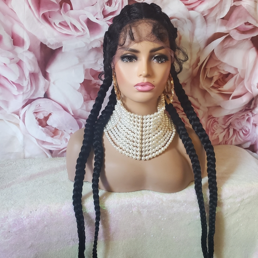 Braided lace front 4 row cornrow wig